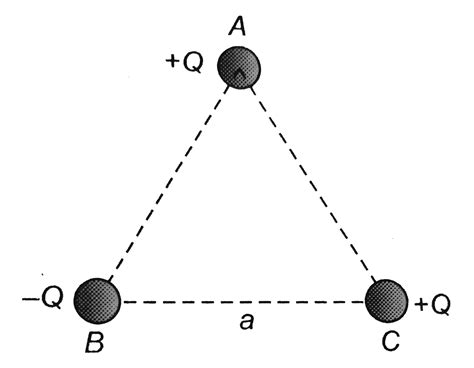 0 cm. . Three charged particles are at the corners of an equilateral triangle as shown in the figure below